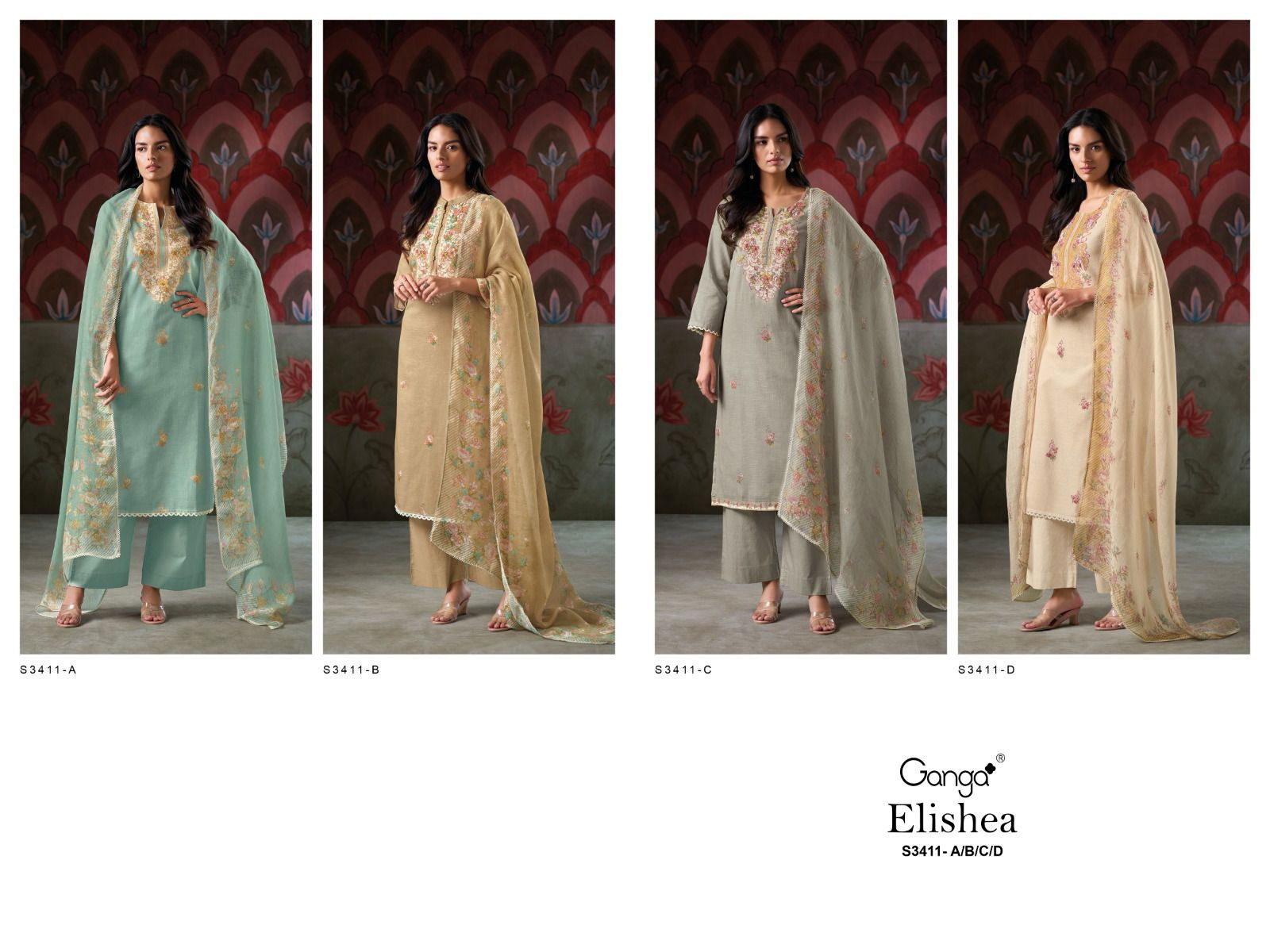 Ganga Elishea Cotton Linen Embroidered Salwar Suit Collection